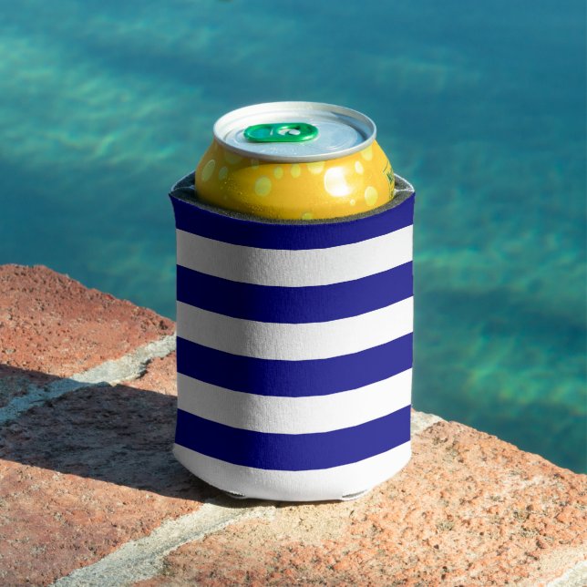 Navy Blue and White Stripes Can Cooler (In Situ Pool)
