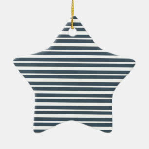 Navy Blue and White Stripes Ceramic Tree Decoration