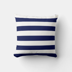 Navy Blue and White Stripes Cushion