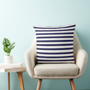 Navy Blue and White Stripes Cushion