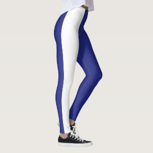 Navy blue and white stripes leggings