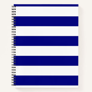 Navy Blue and White Stripes Notebook