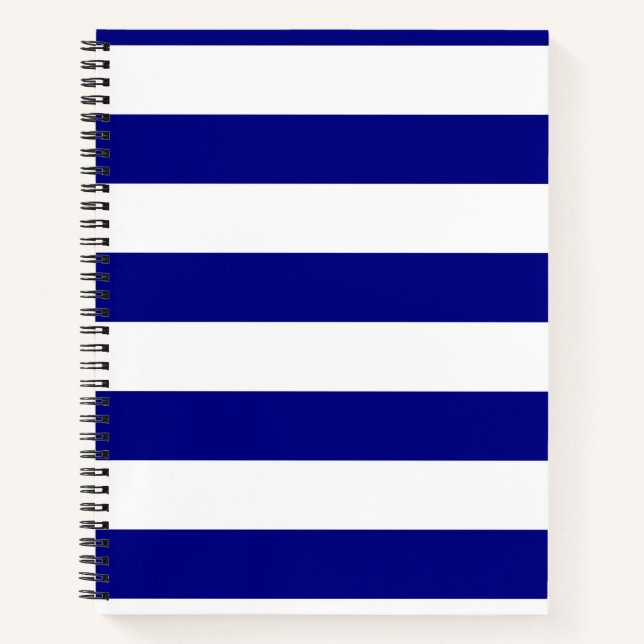 Navy Blue and White Stripes Notebook (Front)
