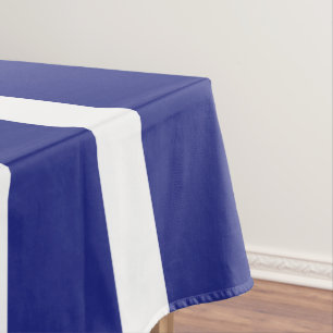 Navy blue and white stripes tablecloth