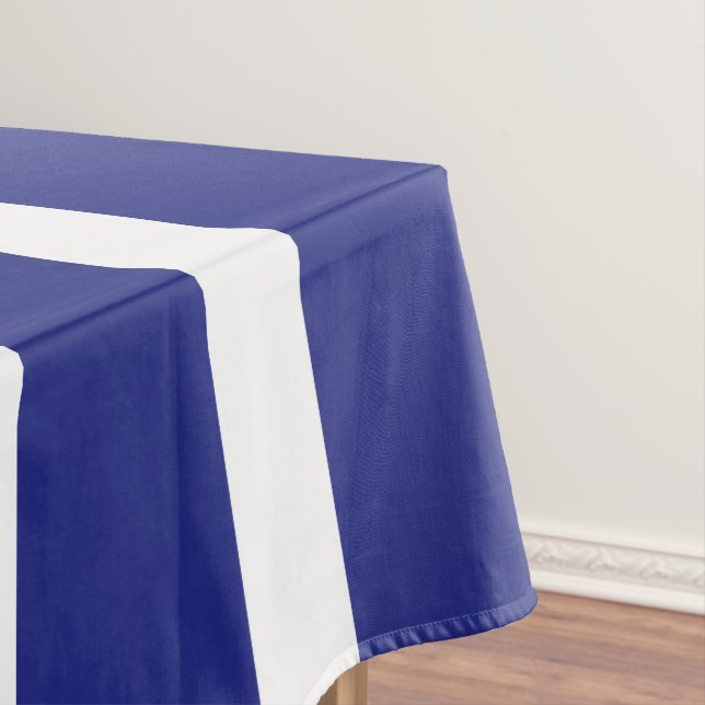 Navy blue and white stripes tablecloth (In Situ)
