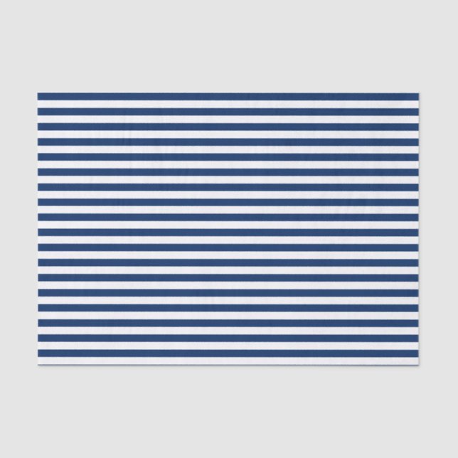 Navy Blue and White Stripes Tissue Paper (Front)