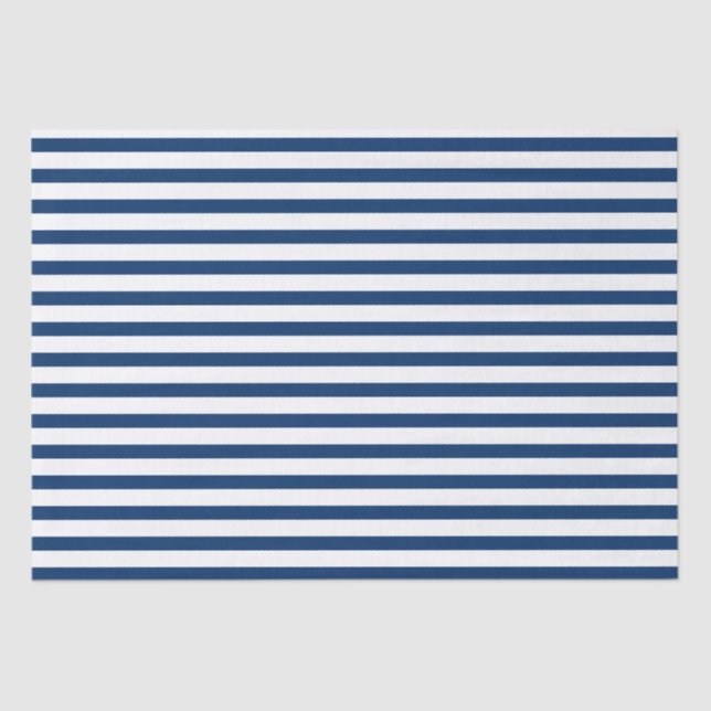 Navy Blue and White Stripes Tissue Paper (Front)