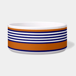 Navy blue and white stripes with burnt orange