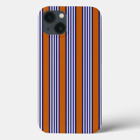 Navy blue and white stripes with burnt orange