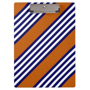 Navy blue and white stripes with burnt orange clipboard