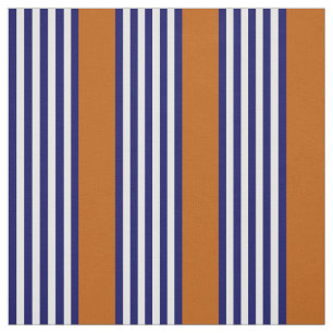 Navy blue and white stripes with burnt orange fabric