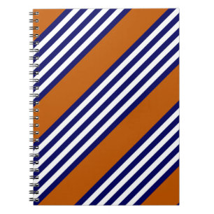Navy blue and white stripes with burnt orange notebook