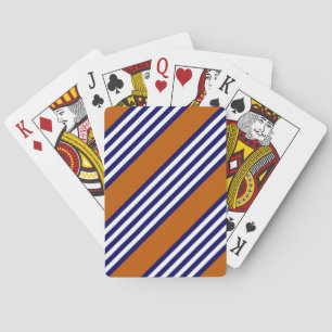 Navy blue and white stripes with burnt orange playing cards