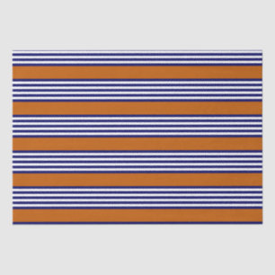 Navy blue and white stripes with burnt orange tissue paper
