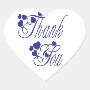 Navy Blue And White Thank You Love Hearts Wedding Heart Sticker