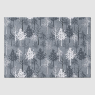 Navy Blue and White Trees Tissue Paper