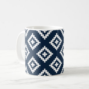 Navy Blue and White, Tribal, Aztec Coffee Mug