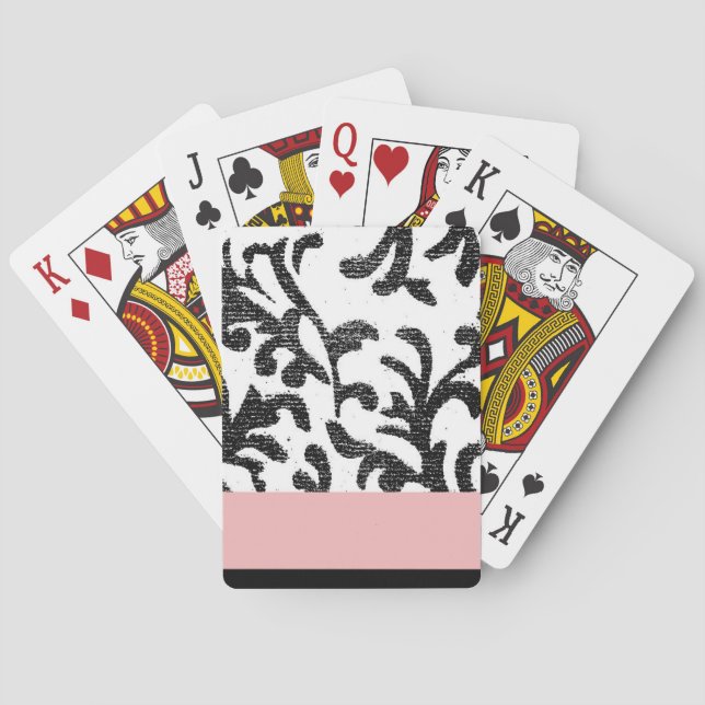 Navy Blue and White Tropical Palm Tree Playing Cards (Back)