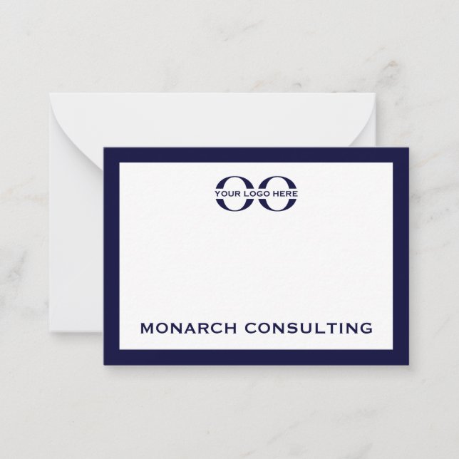 Navy Blue and White Typographic Business Logo Card (Front)