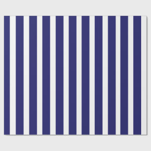 Navy Blue and White Vertical Stripes Wrapping Paper