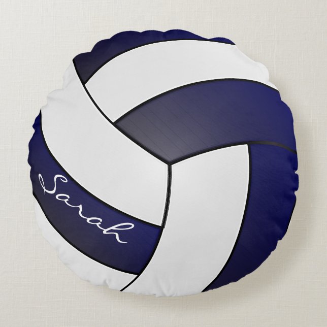 Navy Blue and White Volleyball 🏐 | DIY Name Round Cushion (Front)