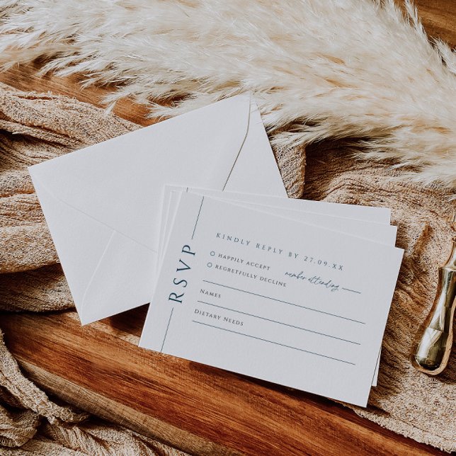 Navy Blue and White Wedding Invite RSVP Reply Card (Creator Uploaded)