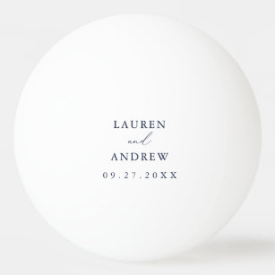 Navy Blue and White Wedding Personalised Beer Pong Ping Pong Ball