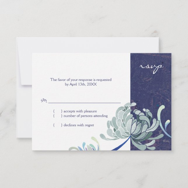 Navy Blue and White Wedding RSVP (Front)