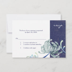 Navy Blue and White Wedding RSVP Card