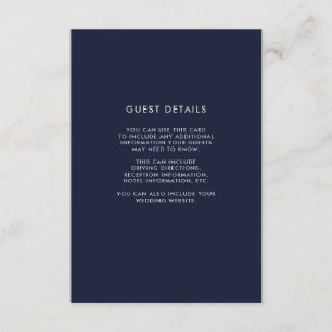 Navy Blue and White Wood Look Guest Details Enclosure Card