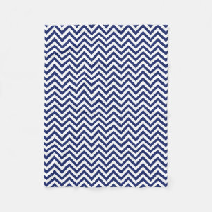 Navy Blue and White Zigzag Stripes Chevron Pattern Fleece Blanket
