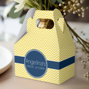 Navy Blue and Yellow Chevrons Bridal Shower Favour Box