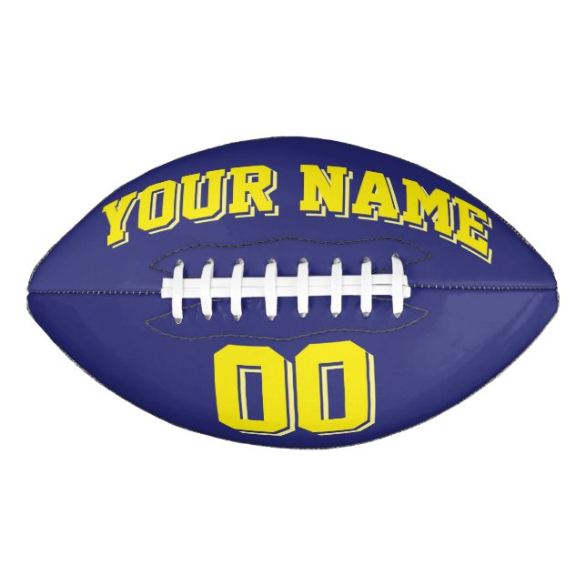 NAVY BLUE AND YELLOW Custom Football (Front)