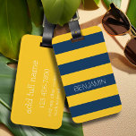 Navy Blue and Yellow Rugby Stripes Custom Name Luggage Tag<br><div class="desc">Dark Blues and a yellow gold -- A manly pattern for the guys and boys in your family. A bold and modern design with an area for customised text. If you need to adjust the artwork or change the font, you can click on the customise area. This will take you...</div>