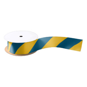Navy Blue and Yellow Wide Stripe Satin Ribbon