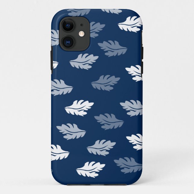 Navy Blue Antique Leaves Pattern  Case-Mate iPhone Case (Back)