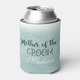 Navy Blue Aqua Watercolor Mother of the Groom Can Cooler