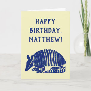 Navy Blue Armadillo Personalised Custom Message Card