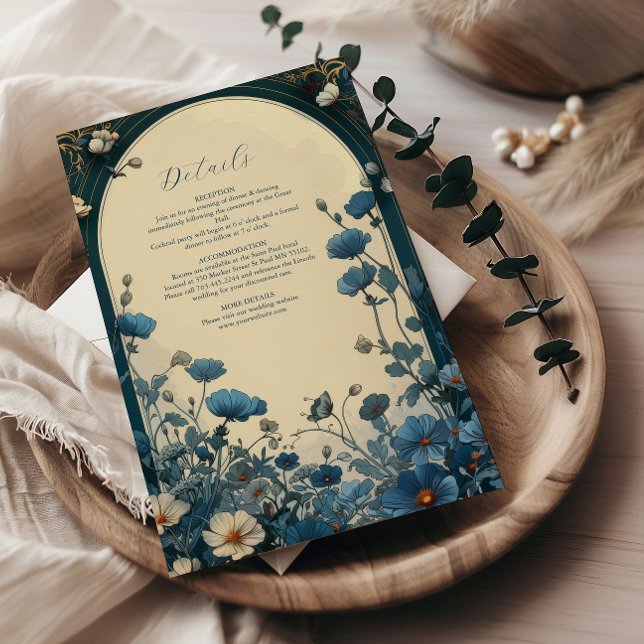 Navy Blue Art Nouveau Wedding Enclosure Card (Creator Uploaded)