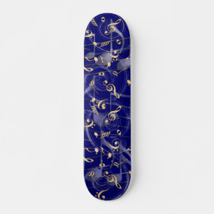 Navy blue artistic music notes skateboard deck