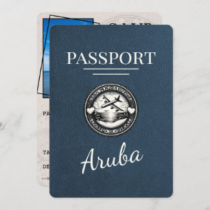 Navy Blue Aruba Passport Save The Date