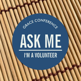 Navy blue Ask Me I'm a Volunteer Classic Round Sticker