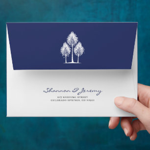 Navy Blue Aspen Wedding Envelope