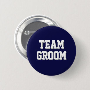 Navy Blue Athletic Letters Team Groom 6 Cm Round Badge