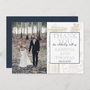 Navy Blue Australia Wedding Photo Thank You