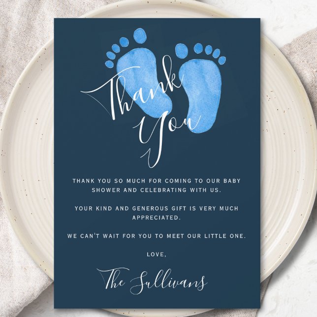 Navy Blue Baby Shower Thank You Card (Creator Uploaded)