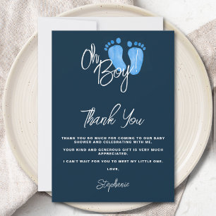 Navy Blue Baby Shower Thank You Card