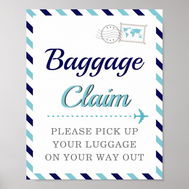 Navy Blue Baggage Claim Travel Airline Favour Tabl Poster (Front)