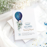 Navy Blue Balloon It's a Boy Baby Shower Invitation<br><div class="desc">Navy blue balloon and greenery garland baby shower invitations 'It's a Boy!"</div>