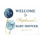 Navy blue balloons baby shower boy welcome sign